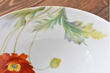 オールドノリタケ・則武(日陶)　ポピー(芥子)　照らすと透ける模様が魅力の電笠(天  井照明、シェード)