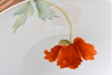 オールドノリタケ・則武(日陶)　ポピー(芥子)　照らすと透ける模様が魅力の電笠(天  井照明、シェード)