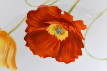 オールドノリタケ・則武(日陶)　ポピー(芥子)　照らすと透ける模様が魅力の電笠(天  井照明、シェード)