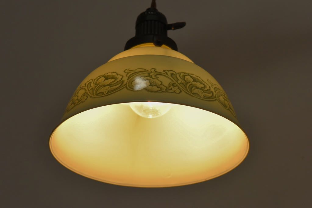 オールドノリタケ・則武(日陶)　やわらかな色合いが魅力的な電笠(天井照明、シェード)