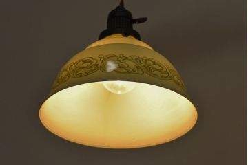 オールドノリタケ・則武(日陶)　やわらかな色合いが魅力的な電笠(天井照明、シェード)