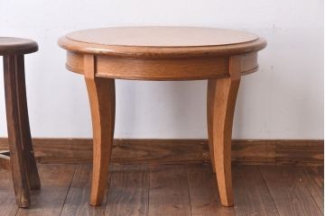 アンティーク雑貨　中古　天童木工　シンプルなラウンド型サイドテーブル(センターテーブル、コーヒーテーブル、花台)(3)
