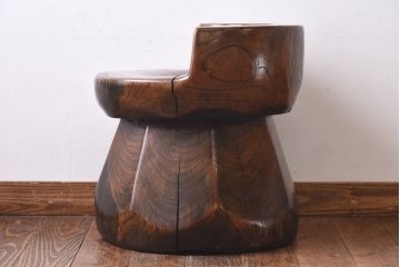 古民具　総ケヤキ　臼をリメイクした椅子(チェア)