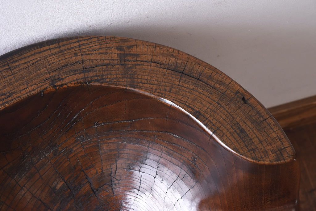 古民具　総ケヤキ　臼をリメイクした椅子(チェア)