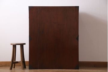 アンティーク家具　和製アンティーク　杉材　巾着金具と漆塗りが魅力の松本箪笥(和タンス、衣装箪笥、整理箪笥)