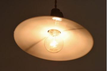 和製アンティーク　平笠シェードがレトロな雰囲気を醸すペンダントライト(天井照明、吊り下げ照明) 2個セット