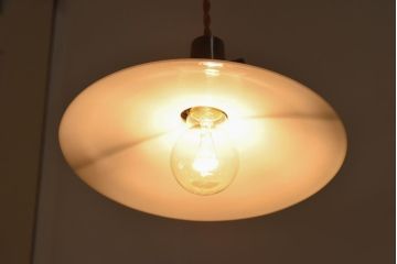 昭和レトロ　懐かしさと温かみを感じるシンプルな平笠シェードのペンダントライト(電笠、吊り下げ照明、天井照明)(3)