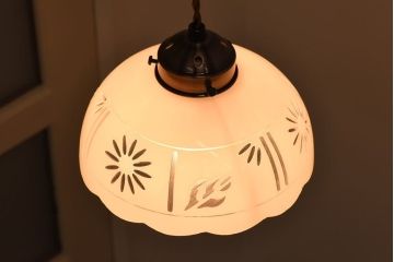 和製アンティーク　ノスタルジックな雰囲気漂う切子シェード(天井照明、電笠、ペンダントライト)