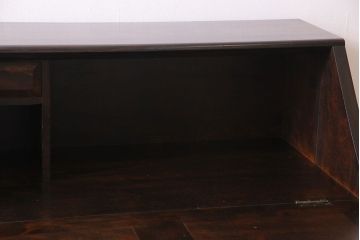 中古　松本民芸家具　シックな雰囲気漂うT型ライティングビューロー(簿記机、在宅ワーク、在宅用ワークデスク)(定価約31万円)(1)