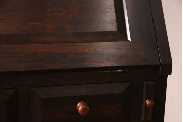 中古　松本民芸家具　シックな雰囲気漂うT型ライティングビューロー(簿記机、在宅ワーク、在宅用ワークデスク)(定価約31万円)(1)