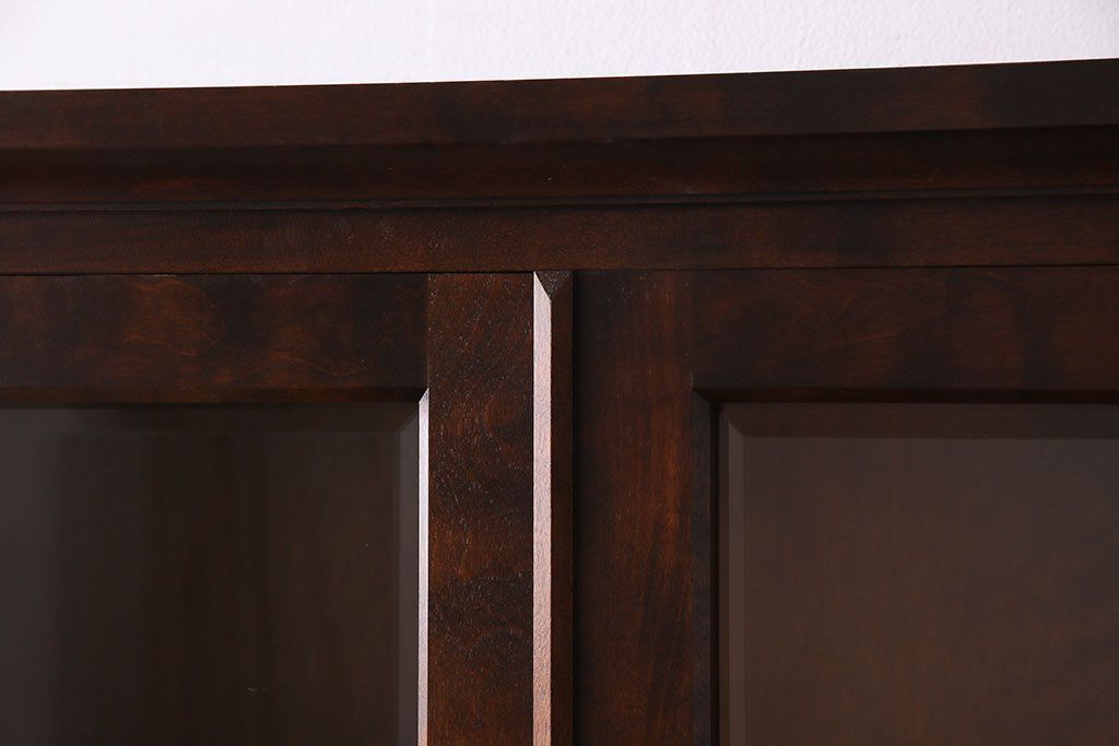 中古　北海道民芸家具　上品な雰囲気漂うビューローブックケース(ライティングビューロー、机、収納棚、本箱)(定価約50万円)(3)