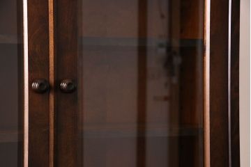 中古　北海道民芸家具　上品な雰囲気漂うビューローブックケース(ライティングビューロー、机、収納棚、本箱)(定価約50万円)(3)