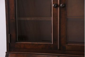 中古　北海道民芸家具　上品な雰囲気漂うビューローブックケース(ライティングビューロー、机、収納棚、本箱)(定価約50万円)(3)