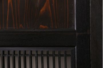 深みのある色合いと桟が魅力的な昭和初期の格子帯戸(ガラス帯戸、建具、引き戸)2枚セット