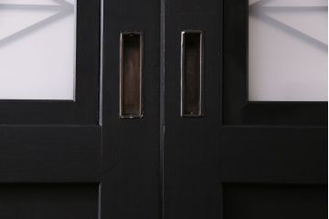 大正ロマン　モダンな雰囲気が魅力のペイント帯戸(ガラス帯戸、引き戸、建具)4枚セット