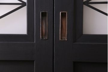 大正ロマン　モダンな雰囲気が魅力のペイント帯戸(ガラス帯戸、引き戸、建具)4枚セット