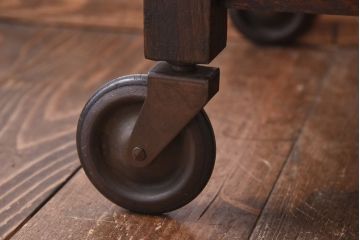 アンティーク雑貨　イギリスアンティーク　オーク材　シンプルで使い勝手の良いトロリー(キッチンワゴン、サイドワゴン)