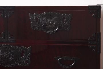 中古　仙台民芸箪笥(仙台箪笥)　欅産業　前面ケヤキ玉杢材　KB-3MD　三・五尺箪笥90(整理箪笥、衣装箪笥、引き出し)(定価約83万円)