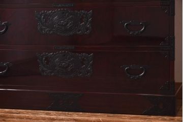 中古　仙台民芸箪笥(仙台箪笥)　欅産業　前面ケヤキ玉杢材　KB-3MD　三・五尺箪笥90(整理箪笥、衣装箪笥、引き出し)(定価約83万円)