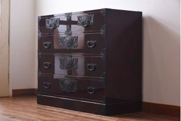 中古　仙台民芸箪笥(仙台箪笥)　欅産業　前面ケヤキ玉杢材　KB-3MD　三・五尺箪笥90(整理箪笥、衣装箪笥、引き出し)(定価約83万円)