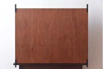 ラフジュ工房オリジナル　チェッカーガラス入り　ホワイトペイントのウォールシェルフ(壁付け戸棚、収納棚)