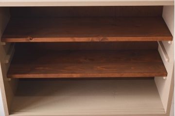 ラフジュ工房オリジナル　モールガラス入り　ベージュペイントのウォールシェルフ(壁付け戸棚、収納棚)