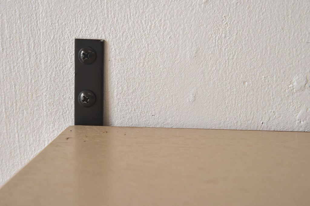 ラフジュ工房オリジナル　モールガラス入り　ベージュペイントのウォールシェルフ(壁付け戸棚、収納棚)