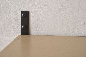 ラフジュ工房オリジナル　モールガラス入り　ベージュペイントのウォールシェルフ(壁付け戸棚、収納棚)