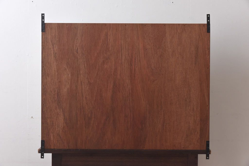 ラフジュ工房オリジナル　モールガラス入り　ベージュペイントのウォールシェルフ(壁付け戸棚、収納棚)