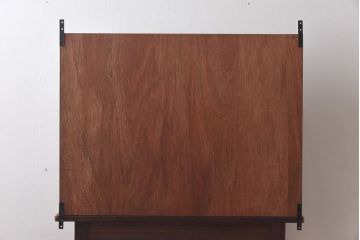 ラフジュ工房オリジナル　モールガラス入り　ベージュペイントのウォールシェルフ(壁付け戸棚、収納棚)