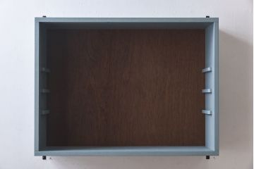 ラフジュ工房オリジナル　気泡ガラス入り　ブルーペイントのウォールシェルフ(壁付け戸棚、収納棚)