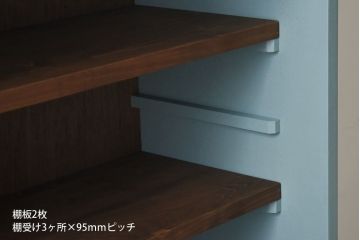 ラフジュ工房オリジナル　気泡ガラス入り　ブルーペイントのウォールシェルフ(壁付け戸棚、収納棚)