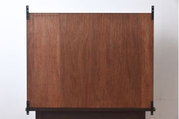 ラフジュ工房オリジナル　気泡ガラス入り　ブルーペイントのウォールシェルフ(壁付け戸棚、収納棚)