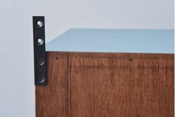 ラフジュ工房オリジナル　気泡ガラス入り　ブルーペイントのウォールシェルフ(壁付け戸棚、収納棚)