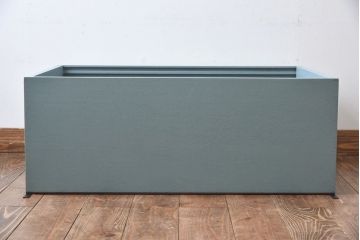 ラフジュ工房オリジナル　気泡ガラス入り　ブルーペイントのウォールシェルフ(壁付け戸棚、収納棚)