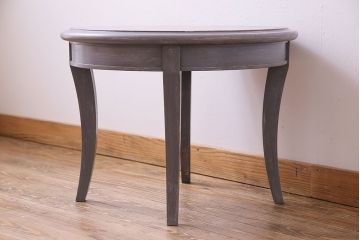 アンティーク雑貨　ペイント家具　天童木工　シンプルなラウンド型サイドテーブル(センターテーブル、コーヒーテーブル、花台)(3)