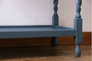 アンティーク雑貨　ペイント家具　オーク材　シャビーシックなサイドテーブル(カフェテーブル、花台)