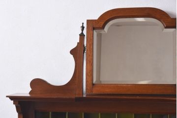 アンティーク家具　イギリスアンティーク　タイルのデザインが愛らしいミラー付きウォッシュスタンド(洗面台、ドレッシングチェスト、飾り台)