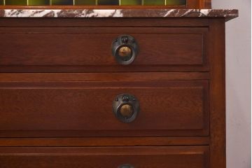 アンティーク家具　イギリスアンティーク　タイルのデザインが愛らしいミラー付きウォッシュスタンド(洗面台、ドレッシングチェスト、飾り台)