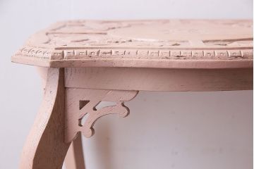 ペイント家具　ピンクのペイントが愛らしいサイドテーブル(コーヒーテーブル、花台)