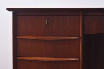 ヴィンテージ家具　北欧ビンテージ　両面収納　チーク材の褐色が美しいワークデスク(オフィスデスク、両袖机、在宅ワーク、在宅用)