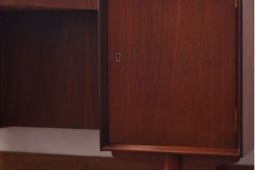 ヴィンテージ家具　北欧ビンテージ　両面収納　チーク材の褐色が美しいワークデスク(オフィスデスク、両袖机、在宅ワーク、在宅用)