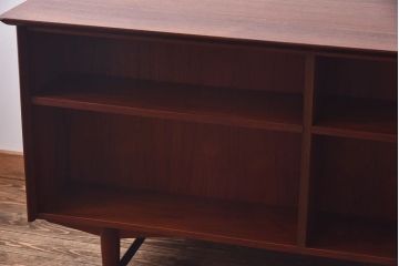 ヴィンテージ家具　北欧ビンテージ　両面収納　チーク材の褐色が美しいワークデスク(オフィスデスク、両袖机、在宅ワーク、在宅用)