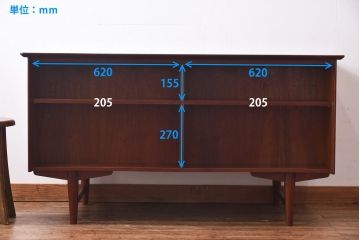 ヴィンテージ家具　北欧ビンテージ　両面収納　チーク材の褐色が美しいワークデスク(オフィスデスク、両袖机、在宅ワーク、在宅用)