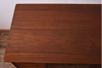 ヴィンテージ家具　北欧ビンテージ　両面収納　チーク材の褐色が美しいワークデスク(オフィスデスク、両袖机、在宅ワーク、在宅用)