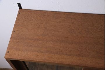 ラフジュ工房オリジナル　気泡ガラス入り　古材を活かしたウォールシェルフ(ウォールキャビネット、壁掛け収納棚、戸棚)