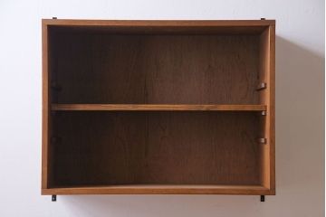 ラフジュ工房オリジナル　気泡ガラス入り　古材を活かしたウォールシェルフ(ウォールキャビネット、壁掛け収納棚、戸棚)