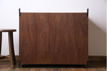 ラフジュ工房オリジナル　モールガラス入り　古材を活かしたウォールシェルフ(ウォールキャビネット、壁掛け収納棚、戸棚)(1)