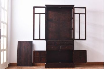 中古　蝦夷民藝　凛とした佇まいが美しいカップボード(食器棚、飾り棚、キャビネット)