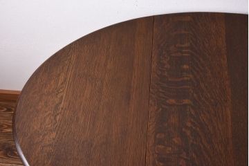 イギリスアンティーク　オーク材　ツイストレッグが目を引くバタフライテーブル(エクステンションテーブル、ダイニングテーブル)